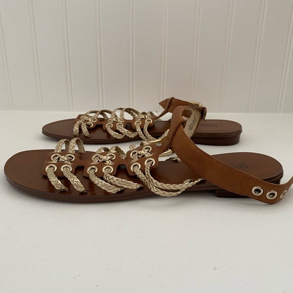 MICHAEL KORS- brown&gold flats ankle strap size 8M - Picture 2 of 5